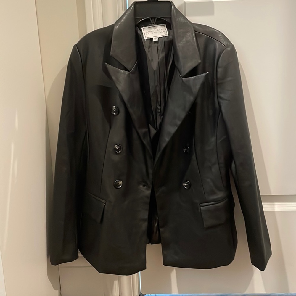 Never worn faux leather black blazer